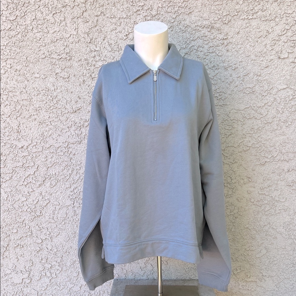 Vintage Norsport Blue Gray Half-Zip Henley Pullover Sweater